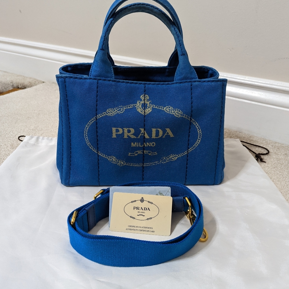Prada Milano Canapa with Authenticity Card and Crossbody Strap